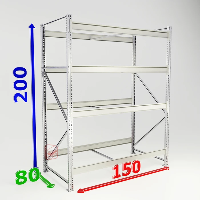 Стеллаж для гаража без настила MS Pro 200х150х80 4 полки фото Стеллаж Мастер